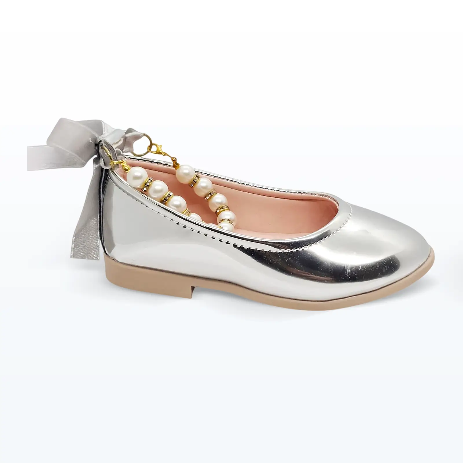 Babet İnci Detaylı Bebek Ayakkabısı Lame Babet İnci Detaylı Bebek Ayakkabısı Lame