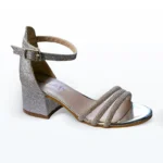 Üç Bantlı Bilekten Bağlı Tokalı Abiye Ayakkabı Lame