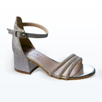 Üç Bantlı Bilekten Bağlı Tokalı Abiye Ayakkabı Lame