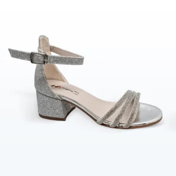 Üç Bantlı Bilekten Bağlı Tokalı Abiye Ayakkabı Lame