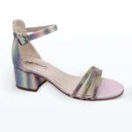 Üç Bantlı Bilekten Bağlı Tokalı Abiye Ayakkabı Pembe