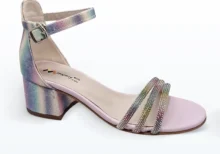 Üç Bantlı Bilekten Bağlı Tokalı Abiye Ayakkabı Pembe