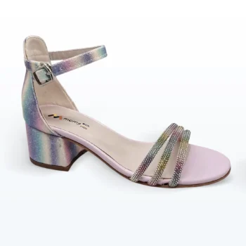 Üç Bantlı Bilekten Bağlı Tokalı Abiye Ayakkabı Pembe