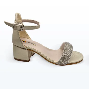 Kalın Bantlı Bilekten Bağlı Tokalı Abiye Ayakkabı Gold