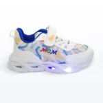 Işıklı Cırt Cırtlı Bağcıklı Spor Ayakkabı Beyaz