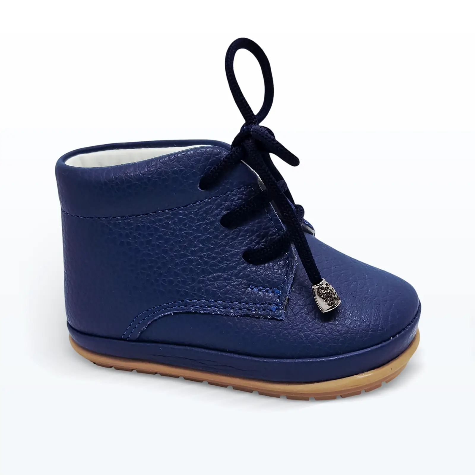 Deri Bağcıklı Bilekten Bağlı İlk Adım Ayakkabı Kot Mavi Deri Bağcıklı Bilekten Bağlı İlk Adım Ayakkabı Kot Mavi