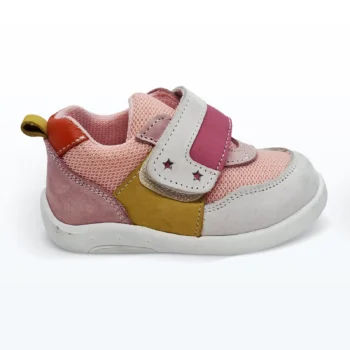 Deri Cırt Cırtlı Kalın Tek Bantlı İlk Adım Ayakkabı Pembe