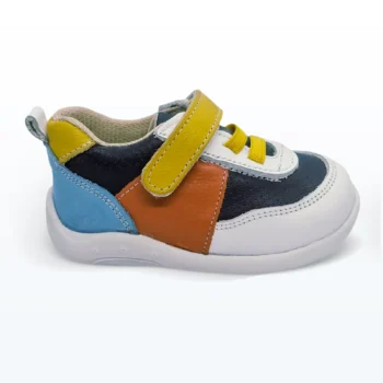 Deri Cırt Cırtlı Bağcıklı Tek Bantlı İlk Adım Ayakkabı Renkli