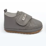 Deri Cırt Cırtlı Tek Bantlı İlk Adım Ayakkabı Gri
