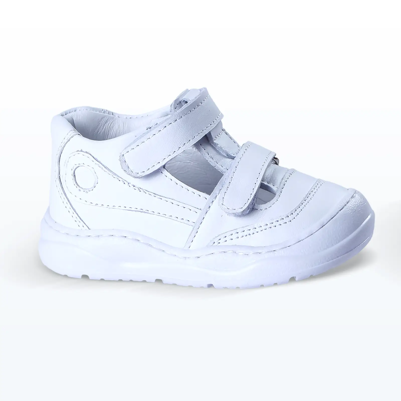 Çift Cırtlı Deri İlk Adım Ayakkabı Beyaz Çift Cırtlı Deri İlk Adım Ayakkabı Beyaz