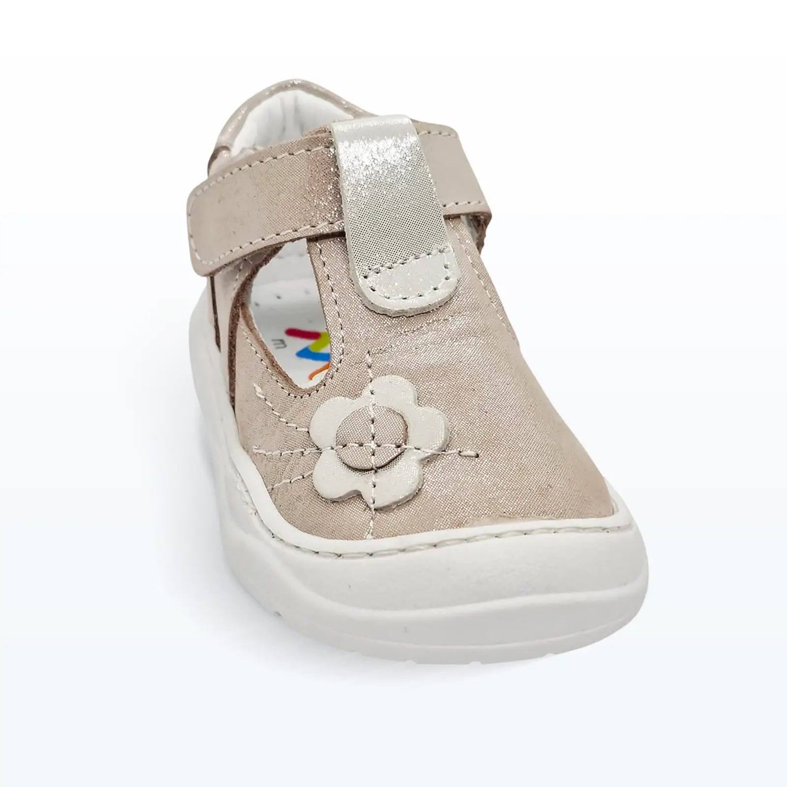 Deri Cırt Cırtlı İlk Adım Ayakkabısı Pudra Simli Deri Cırt Cırtlı İlk Adım Ayakkabısı Pudra Simli